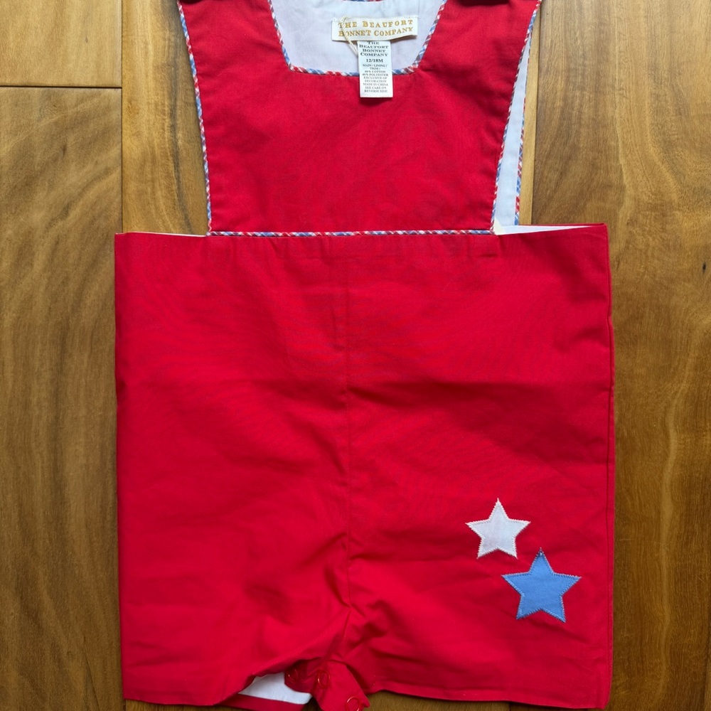 The Beaufort Bonnet Company Red Star Jon Jon Romper